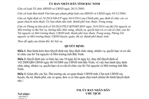 Quyết định 03/2015/QĐ-UBND chức năng quyền hạn cơ cấu tổ chức Sở Tài nguyên Môi trường Bắc Ninh