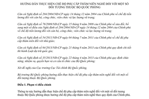Thông tư 08/2015/TT-BQP chế độ phụ cấp thâm niên nghề đối với đối tượng thuộc Bộ Quốc phòng