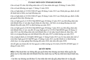 Quyết định 522/QĐ-UBND 2015 khu vực không đấu giá quyền khai thác khoáng sản Khánh Hòa