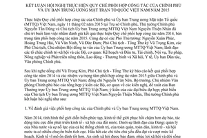 Thông báo 68/TB-VPCP kết luận Quy chế phối hợp công tác Chính phủ và Mặt trận Tổ quốc Việt Nam 2015