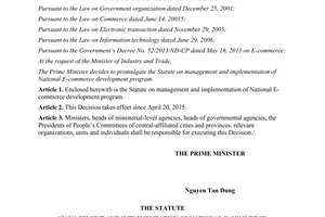Decision No. 07/2015/QĐ-TTg statute management national e-commerce development program