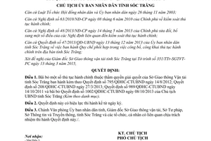 Quyết định 745/QĐ-UBND thủ tục hành chính thuộc thẩm quyền sở giao thông vận tải Sóc Trăng 2015