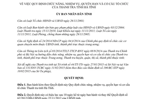 Quyết định 10/2015/QĐ-UBND chức năng nhiệm vụ quyền hạn cơ cấu tổ chức Thanh tra tỉnh Hà Tĩnh