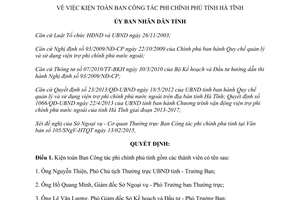 Quyết định 776/QĐ-UBND kiện toàn Ban công tác phi chính phủ Hà Tĩnh 2015