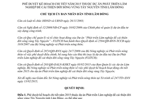 Quyết định 580/QĐ-UBND 2015 Phát triển Lâm nghiệp để cải thiện đời sống vùng Tây Nguyên Lâm Đồng