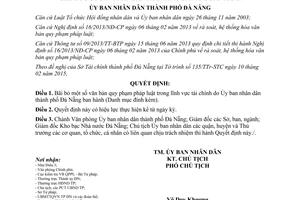 Quyết định 1275/QĐ-UBND 2015 bãi bỏ văn bản quy phạm pháp luật trong lĩnh vực tài chính Đà Nẵng