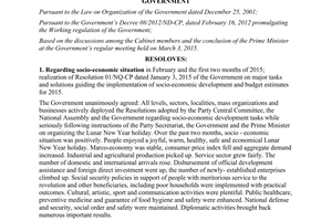Resolution No. 05/NQ-CP The Government’s regular meeting February 2015