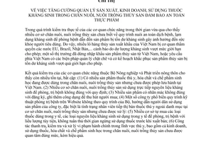 Chỉ thị 1865/CT-BNN-TY 2015 quản lý sử dụng thuốc kháng sinh trong chăn nuôi nuôi trồng thủy sản