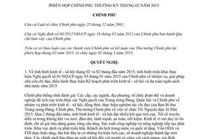 Nghị quyết 05/NQ-CP Phiên họp Chính phủ thường kỳ tháng 02 năm 2015
