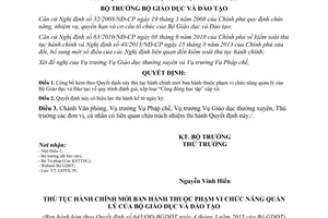 Quyết định 645/QĐ-BGDĐT 2015 công bố thủ tục hành chính mới của Bộ Giáo dục Đào tạo