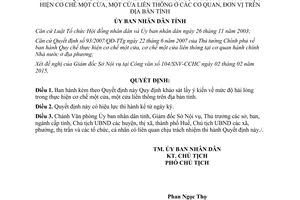 Quyết định 469/QĐ-UBND 2015 lấy ý kiến mức độ hài lòng thực hiện cơ chế một cửa Thừa Thiên Huế