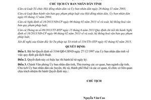 Quyết định 464/QĐ-UBND 2015 bãi bỏ Quyết định 3184/QĐ-UBND Thừa Thiên Huế