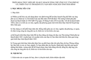 Kế hoạch 10/KH-UBND quy hoạch tổng thể ứng phó sự cố thiên tai tìm kiếm cứu nạn Thái Bình 2020 2016
