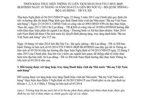 Hướng dẫn 02/HD-SLĐTBXH thực hiện 03/2014/TTLT-BNV-BQP-BLĐTBXH Mẹ Việt Nam anh hùng Nam Định