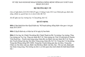 Quyết định 739/QĐ-BYT 2015 phòng chống bệnh viêm gan vi rút 2015 2019