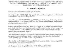 Quyết định 725/QĐ-UBND bổ sung đề án hỗ trợ người có công với cách mạng về nhà ở Bình Định 2015