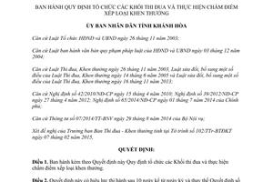 Quyết định 03/2015/QĐ-UBND tổ chức Khối thi đua thực hiện chấm điểm xếp loại khen thưởng Khánh Hòa