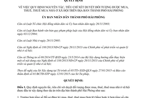 Quyết định 502/2015/QĐ-UBND Đối tượng mua thuê nhà ở xã hội Hải Phòng