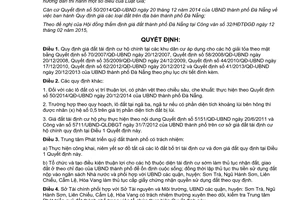 Quyết định 1306/QĐ-UBND 2015 giá đất tái định cư tại các khu dân cư Đà Nẵng