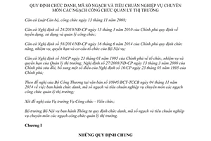 Thông tư 02/2015/TT-BNV chức danh tiêu chuẩn chuyên môn ngạch công chức quản lý thị trường