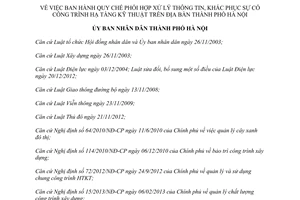 Quyết định 1030/QĐ-UBND 2015 xử lý thông tin khắc phục sự cố công trình hạ tầng kỹ thuật Hà Nội