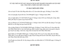 Quyết định 477/QĐ-UBND 2015 phê duyệt quy hoạch chung đô thị mới Vinh Hiền Huế đến 2030