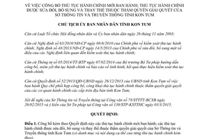 Quyết định 102/QĐ-UBND 2015 công bố thủ tục hành chính mới của Sở Thông tin Kon Tum