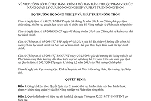 Quyết định 739/QĐ-BNN-KTHT 2015 thủ tục hành chính mới của Bộ Nông nghiệp Phát triển nông thôn