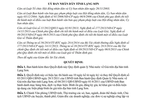 Quyết định 13/2015/QĐ-UBND quản lý Nhà nước về Giá Lạng Sơn