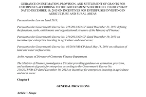 Circular No. 30/2015/TT-BTC guidance Decree No. 210/2013/ND-CP