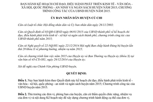 Quyết định 01/2015/QĐ-UBND phát triển kinh tế xã hội quốc phòng ngân sách 2015 Củ Chi Hồ Chí Minh