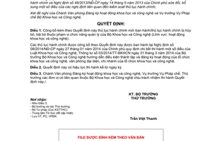 Quyết định 371/QĐ-BKHCN 2015 thủ tục hành chính lĩnh vực hoạt động khoa học công nghệ