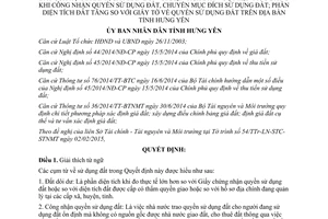 Quyết định 07/2015/QĐ-UBND hệ số điều chỉnh giá đất để tính thu tiền sử dụng đất Hưng Yên