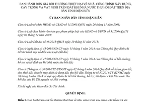 Quyết định 02/2015/QĐ-UBND Đơn giá bồi thường thiệt hại nhà công trình cây trồng vật nuôi Điện Biên