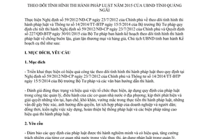 Kế hoạch 960/KH-UBND theo dõi tình hình thi hành pháp luật Quảng Ngãi 2015