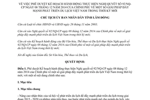 Quyết định 610/QĐ-UBND 2015 đẩy mạnh phát triển du lịch Việt Nam Lâm Đồng