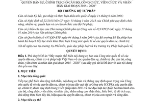 Quyết định 452/QĐ-BTP 2015 Công ước quốc tế về dân sự chính trị cho cán bộ công viên chức 2015 2020