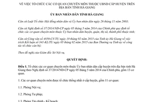 Quyết định 389/QĐ-UBND 2015 cơ quan chuyên môn thuộc Ủy ban nhân dân cấp huyện tỉnh Hà Giang