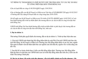 Hướng dẫn 1756/HD-UBND 2015 phê duyệt chủ trương đầu tư dự án đầu tư công trên Đồng Nai