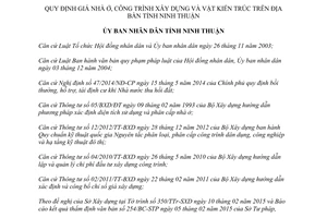 Quyết định 17/2015/QĐ-UBND giá nhà ở công trình xây dựng vật kiến trúc Ninh Thuận