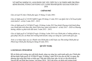 Nghị quyết 19/NQ-CP 2015 cải thiện môi trường kinh doanh nâng cao năng lực cạnh tranh 2015 2016