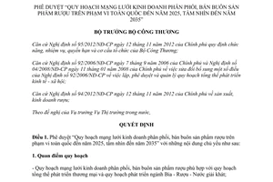 Quyết định 2219/QĐ-BCT 2015 Quy hoạch kinh doanh phân phối bán buôn sản phẩm rượu 2025 2035