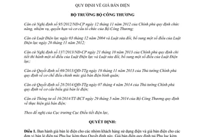 Quyết định 2256/QĐ-BCT năm 2015 quy định về giá bán điện do Bộ Công thương ban hành