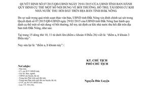 Văn bản 1039/DC-UBND 2015 đính chính 07/2015/QĐ-UBND bồi thường hỗ trợ tái định cư Đắk Nông