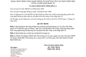 Quyết định 563/QĐ-UBND 2015 đẩy mạnh ứng dụng phát triển công nghệ thông tin hội nhập quốc tế Sơn La