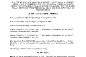 Quyết định 18/2015/QĐ-UBND Quy định tiêu chuẩn chức danh Trưởng Phó các phòng ban Lâm Đồng