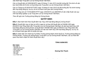 Quyết định 22/QĐ-VSD 2015 quy chế hoạt động đăng ký chứng khoán