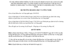 Quyết định 421/QĐ-BKHCN 2015 đính chính Thông tư 33/2014/TT-BKHCN