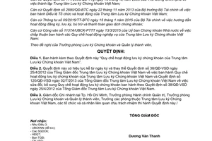 Quyết định 26/QĐ-VSD Quy chế hoạt động lưu ký chứng khoán Trung tâm Lưu ký Chứng khoán 2015
