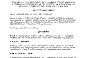 Quyết định 343/QĐ-TTg 2015 phát triển hành lang kinh tế Lạng Sơn Hà Nội Hồ Chí Minh Mộc Bài 2020 2030